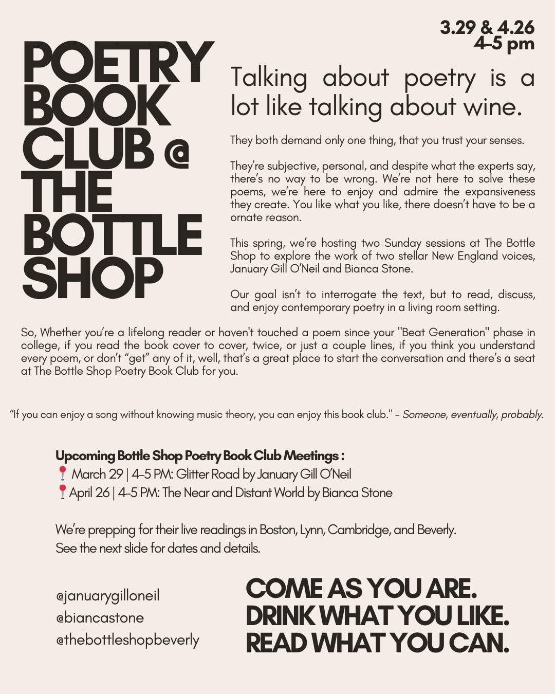 The Bottle Shop Poetry Book Club
