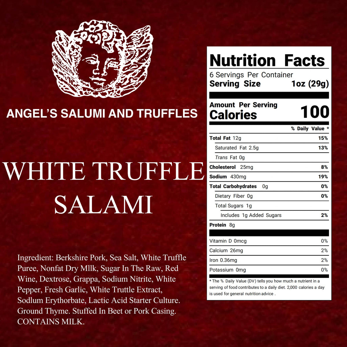 Angel's Salumi & Truffles - White Truffle Salami (6.5oz)