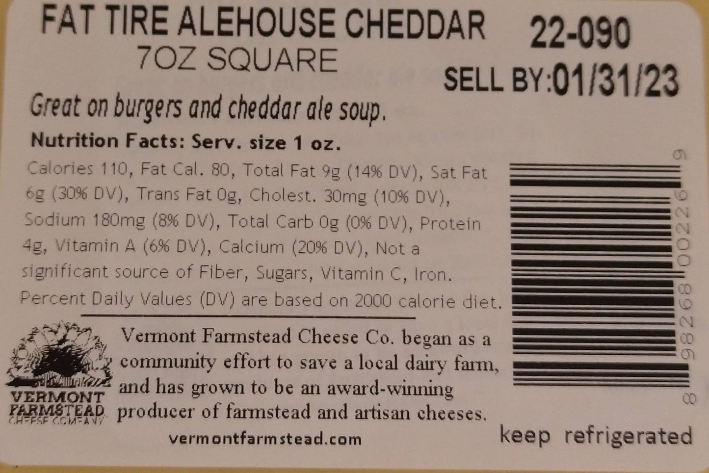 Vermont Farmstead Cheese Co. - Fat Tire Alehouse Cheddar