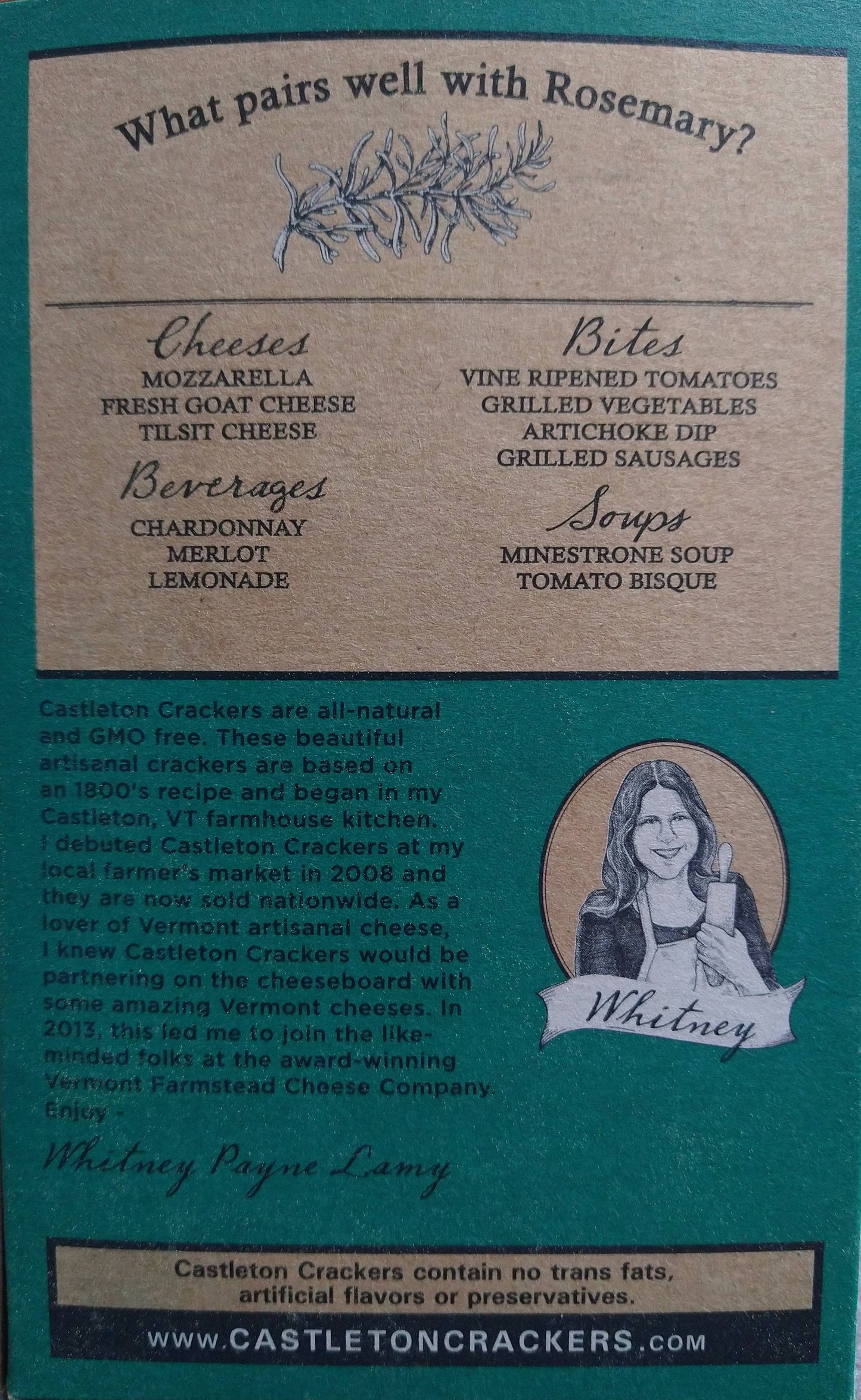 Vermont Farmstead Cheese Co. - Castleton Crackers - Rosemary
